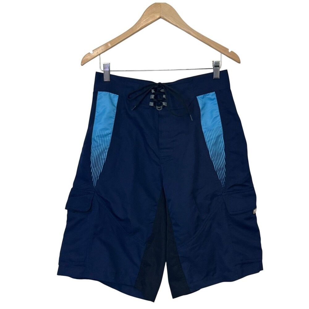 Fox Racing Mens Size 30 Swim Board Shorts Cargo Blue Black Colorblock
